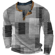 Henry Griffiths | Colorful Geometric Henley Long Sleeve Shirt
