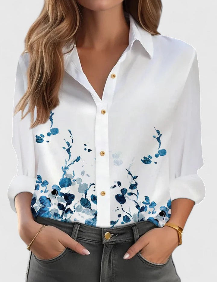 Matilda Ravenscroft | Textured Print Long-Sleeve Blouse