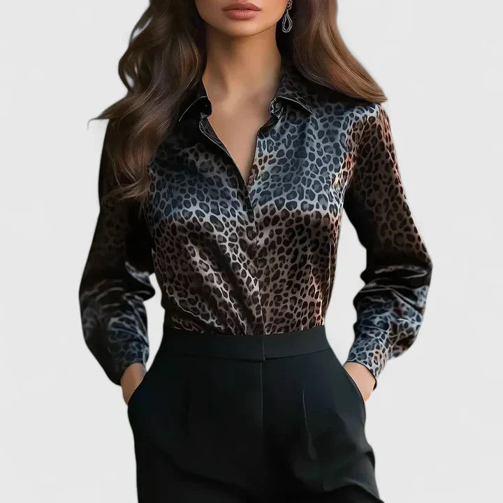 Daphne Osgood | Leopard Print Satin Blouse