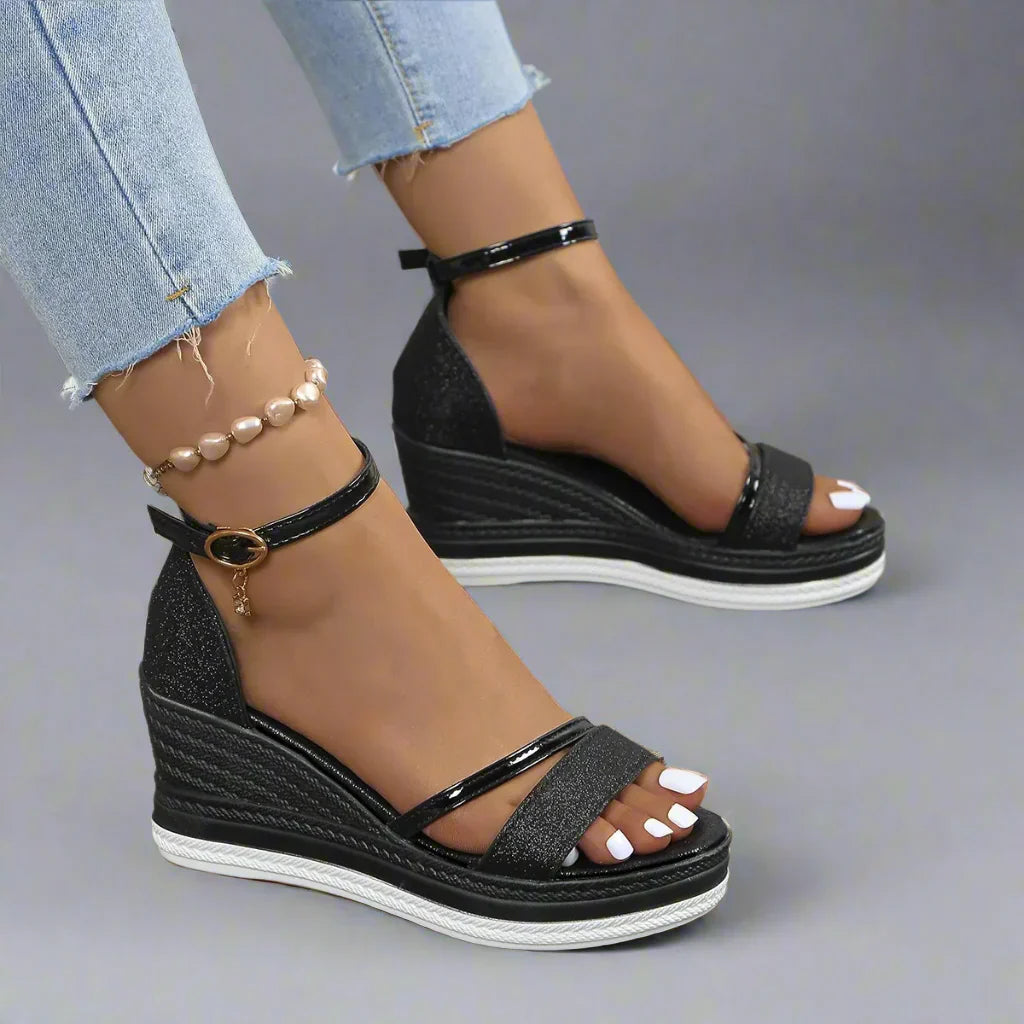 Felicity Waverly | Glitter Wedge Sandals