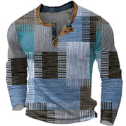 Henry Griffiths | Colorful Geometric Henley Long Sleeve Shirt