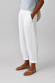 Lydia Bennett | Timeless Plain Everyday Trousers in Natural Linen