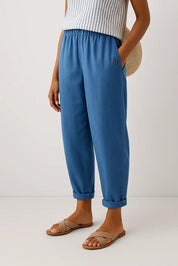 Lydia Bennett | Timeless Plain Everyday Trousers in Natural Linen