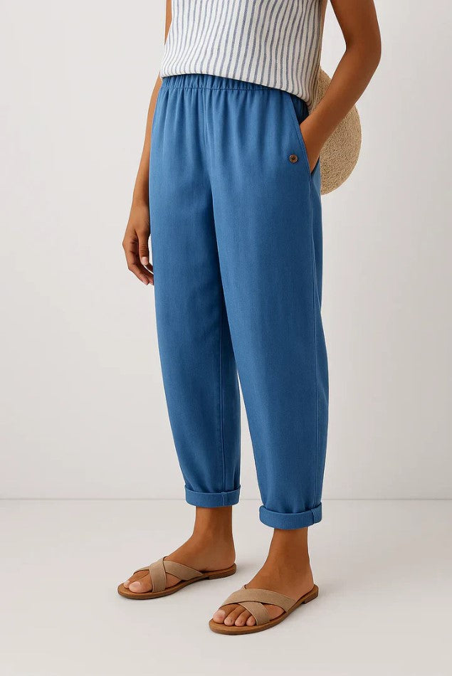 Lydia Bennett | Timeless Plain Everyday Trousers in Natural Linen
