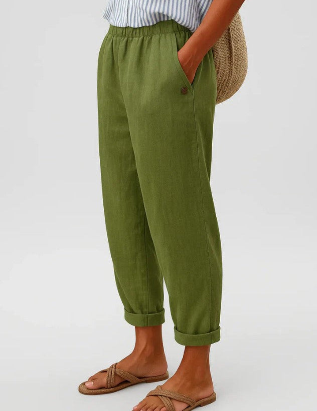 Lydia Bennett | Timeless Plain Everyday Trousers in Natural Linen