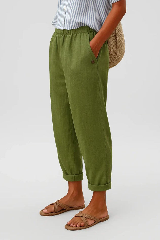 Lydia Bennett | Timeless Plain Everyday Trousers in Natural Linen