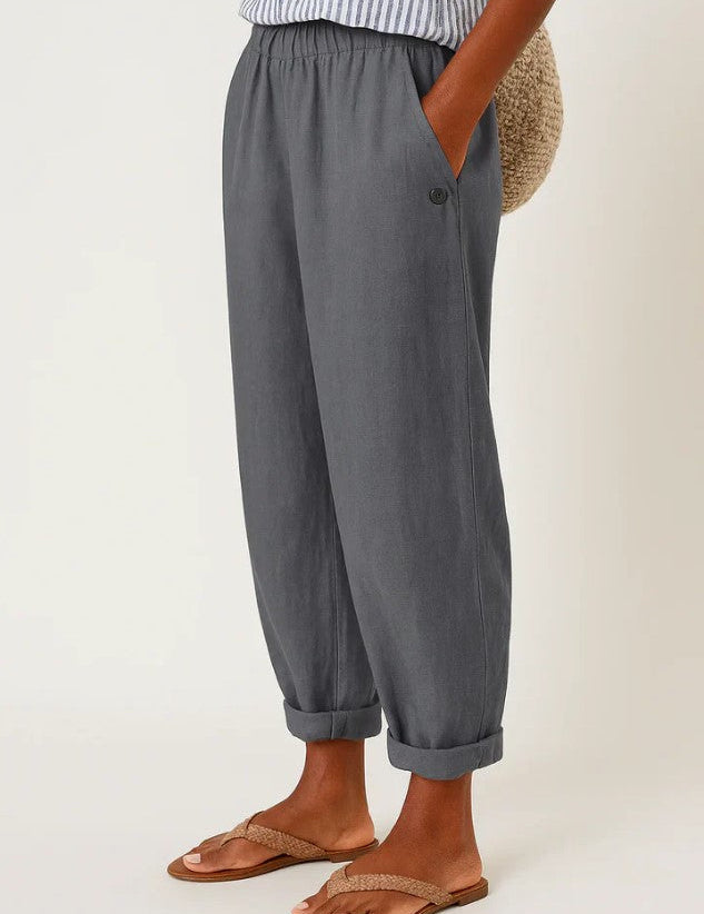 Lydia Bennett | Timeless Plain Everyday Trousers in Natural Linen