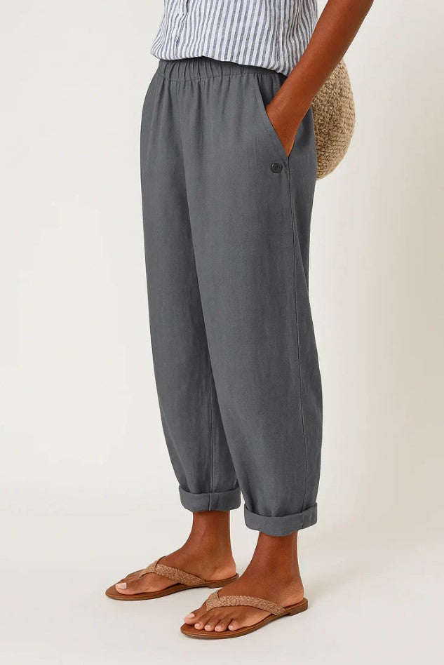 Lydia Bennett | Timeless Plain Everyday Trousers in Natural Linen