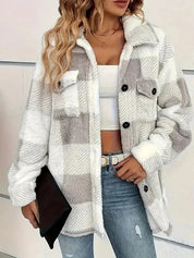 Clara Fenmore | Textured Plaid Fleece Jacket