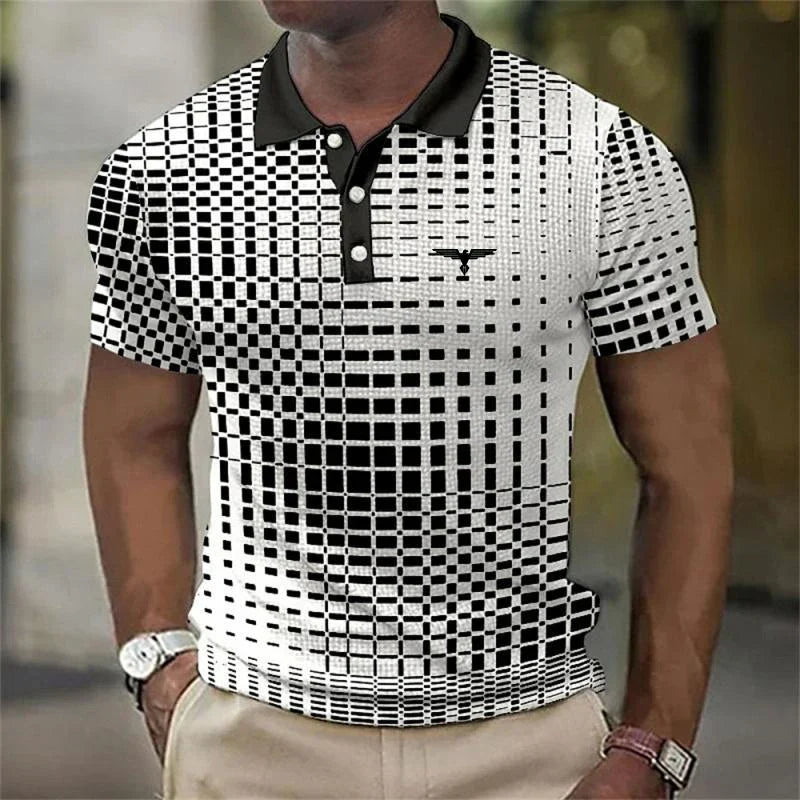 James Thornton | Stretch Polo Shirt for Men – Geometric Print