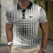 James Thornton | Stretch Polo Shirt for Men – Geometric Print