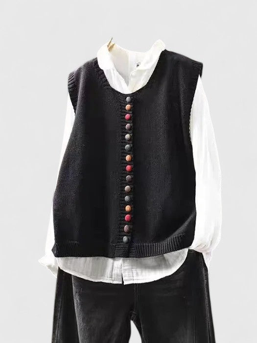 Gilet cardigan tricoté à boutons contrastants Margot Ellison
