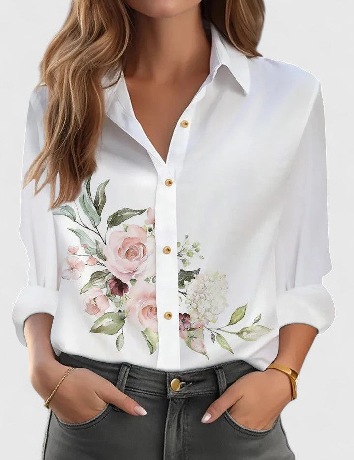 Matilda Ravenscroft | Textured Print Long-Sleeve Blouse