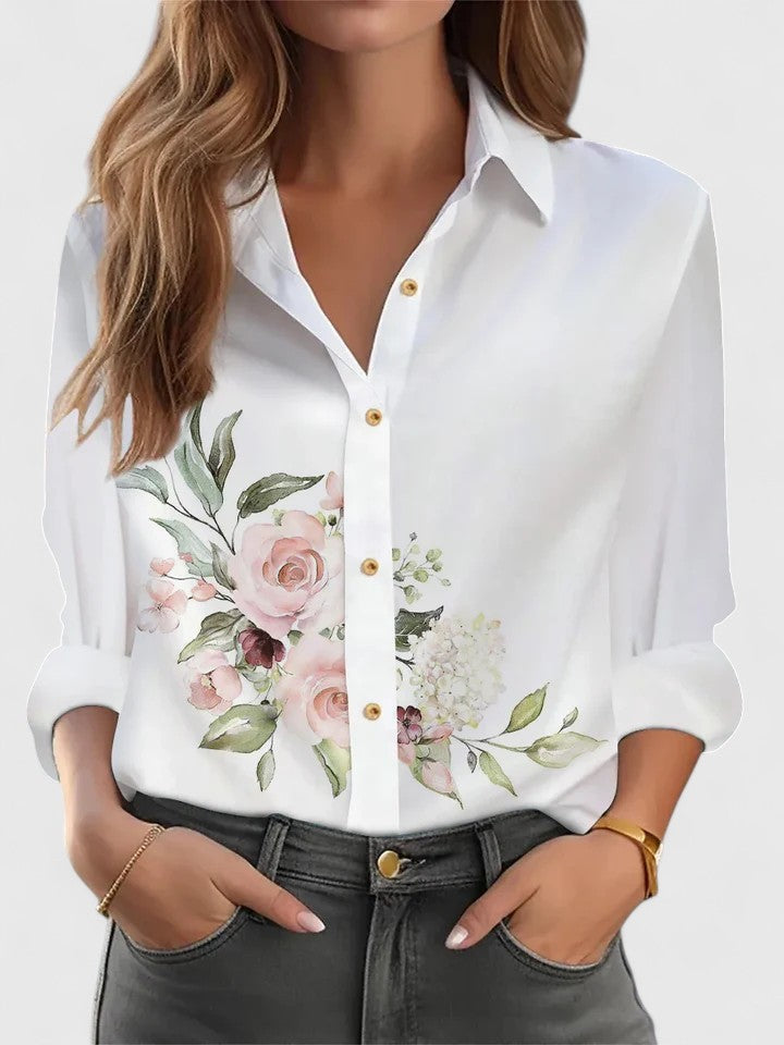 Matilda Ravenscroft | Textured Print Long-Sleeve Blouse