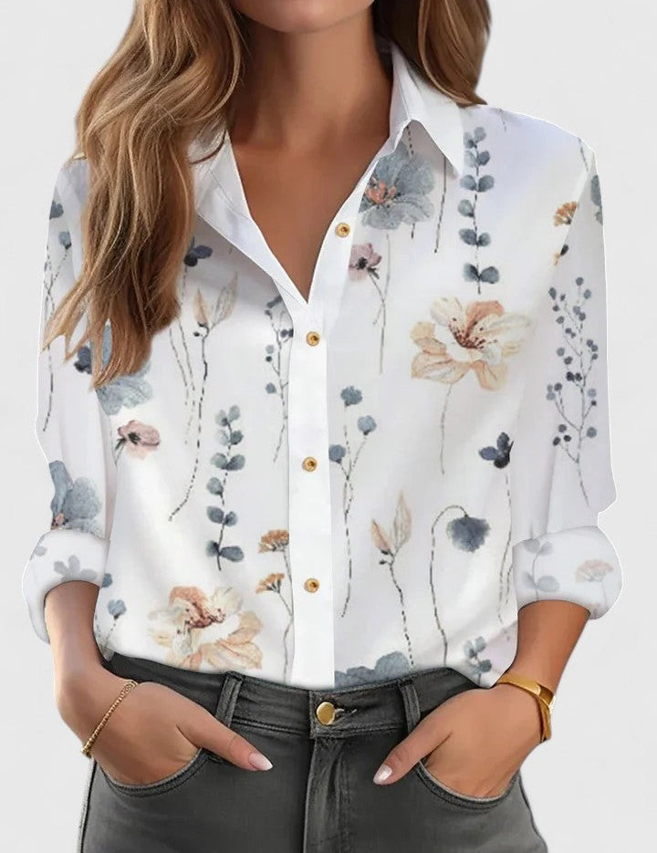 Matilda Ravenscroft | Textured Print Long-Sleeve Blouse