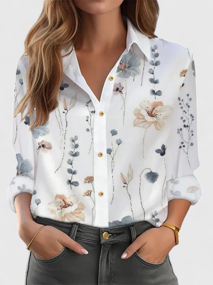 Matilda Ravenscroft | Textured Print Long-Sleeve Blouse