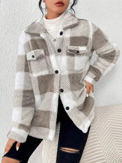 Clara Fenmore | Textured Plaid Fleece Jacket