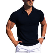 Sebastian Valeur | Ribbed Knit Polo Shirt For Men