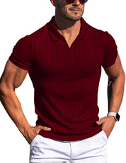 Sebastian Valeur | Ribbed Knit Polo Shirt For Men