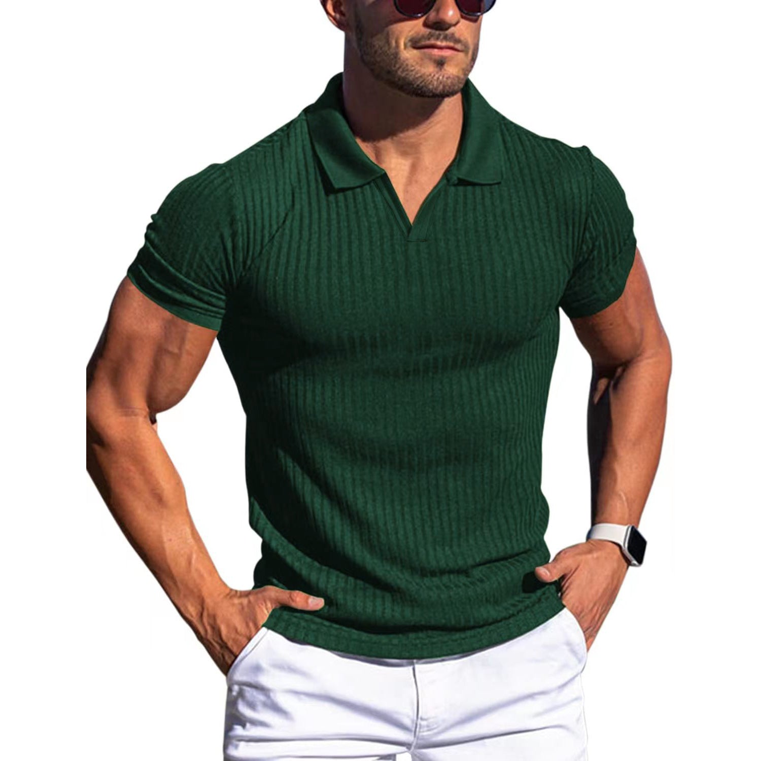 Sebastian Valeur | Ribbed Knit Polo Shirt For Men