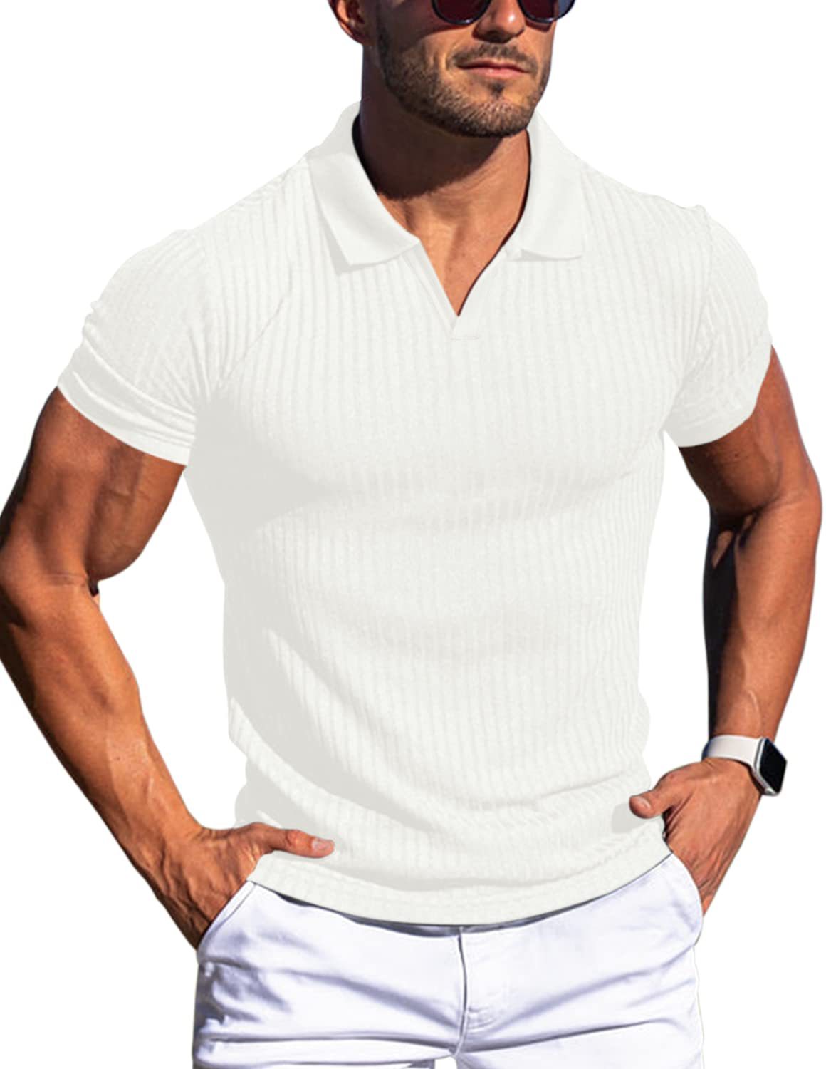 Sebastian Valeur | Ribbed Knit Polo Shirt For Men
