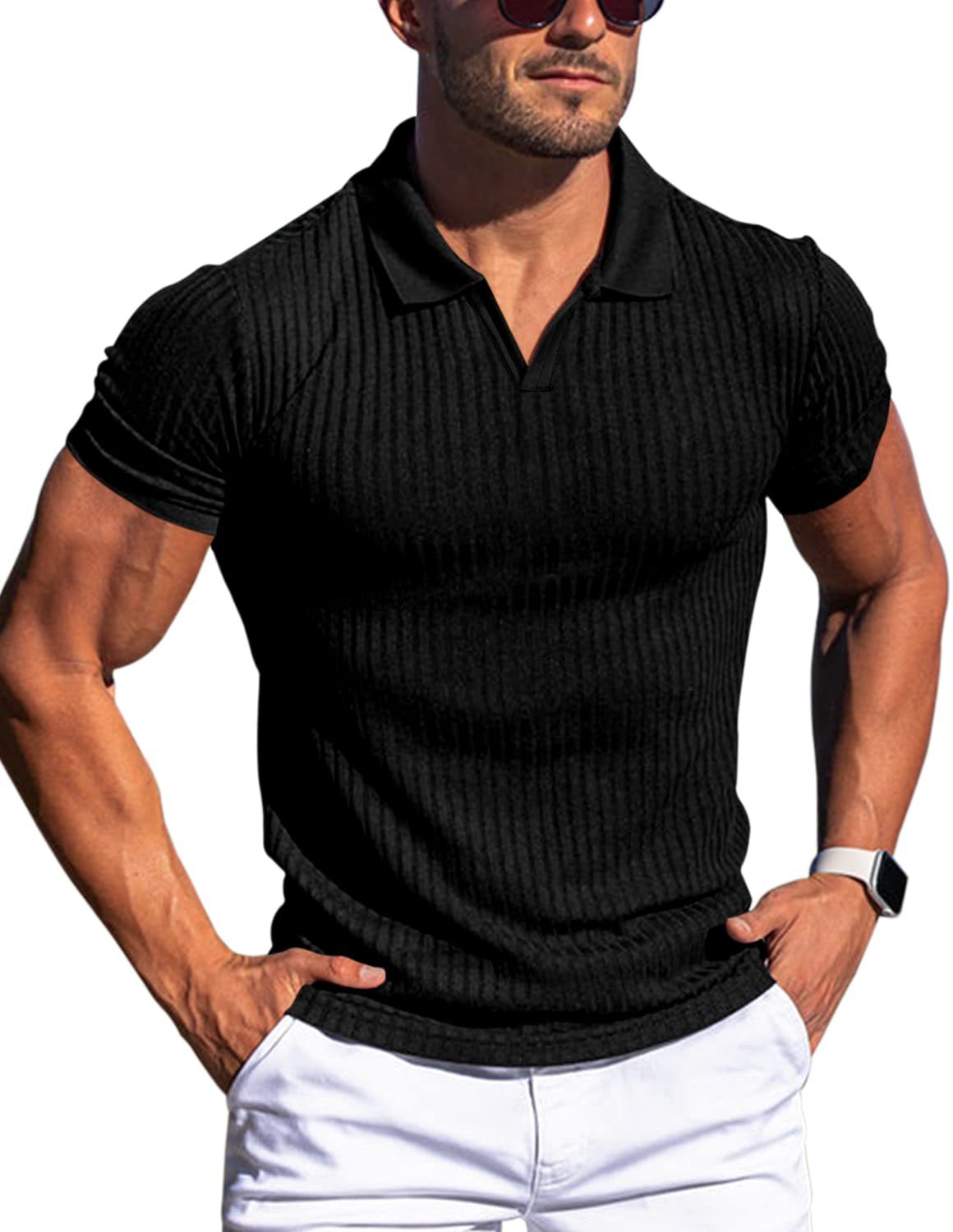 Sebastian Valeur | Ribbed Knit Polo Shirt For Men