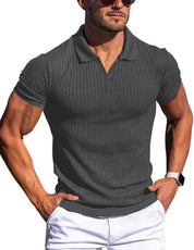 Sebastian Valeur | Ribbed Knit Polo Shirt For Men