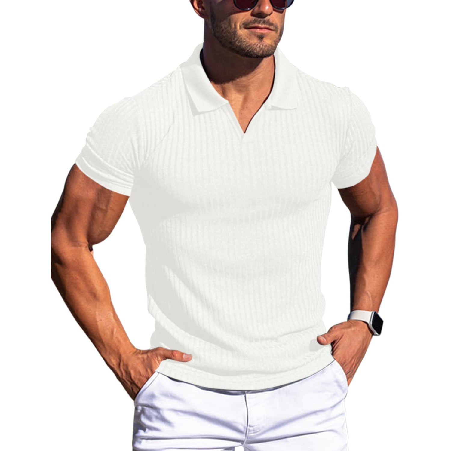 Sebastian Valeur | Ribbed Knit Polo Shirt For Men