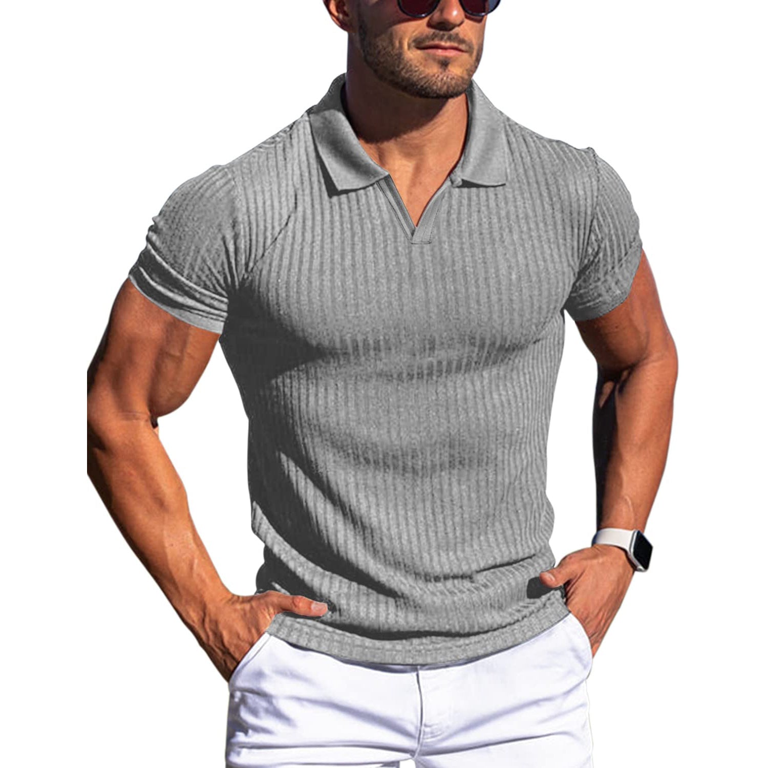 Sebastian Valeur | Ribbed Knit Polo Shirt For Men