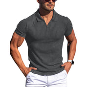 Sebastian Valeur | Ribbed Knit Polo Shirt For Men