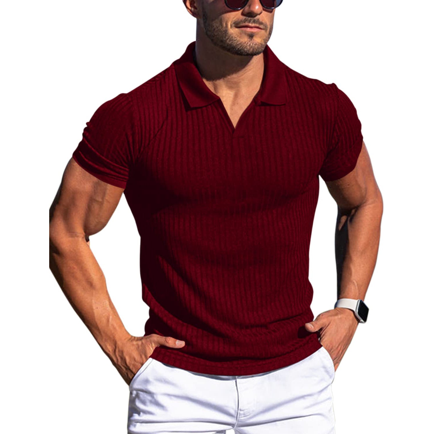 Sebastian Valeur | Ribbed Knit Polo Shirt For Men