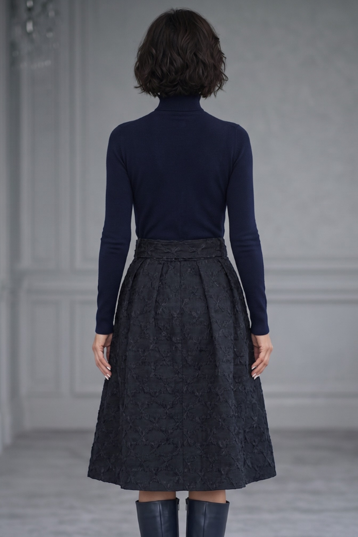 Cecilia Walker | High Neck Knit Top & Textured Midi Skirt Set