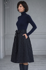 Cecilia Walker | High Neck Knit Top & Textured Midi Skirt Set