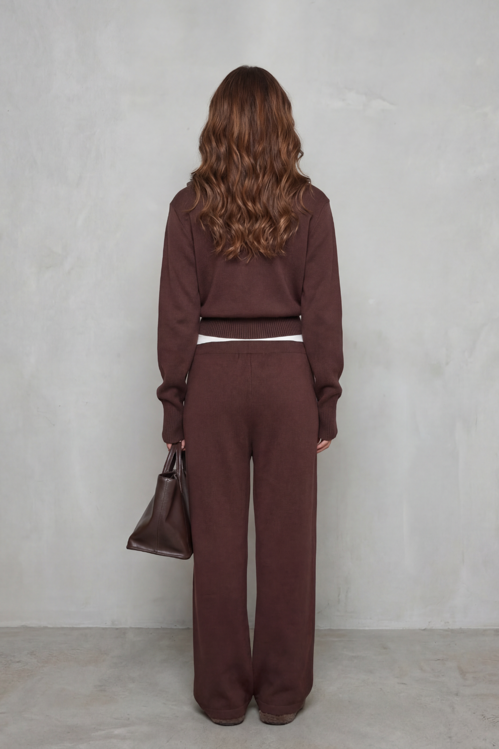 Felicity Drummond | Ensemble d’intérieur en maille décontracté – Gilet zippé et pantalon à jambes larges