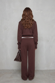 Felicity Drummond | Ensemble d’intérieur en maille décontracté – Gilet zippé et pantalon à jambes larges