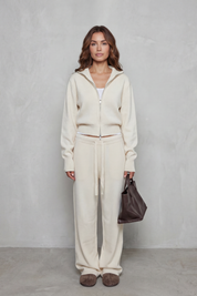 Felicity Drummond | Ensemble d’intérieur en maille décontracté – Gilet zippé et pantalon à jambes larges