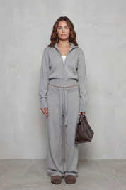 Felicity Drummond | Ensemble d’intérieur en maille décontracté – Gilet zippé et pantalon à jambes larges