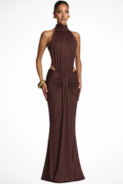 Seraphina Bellucci | High Neck Backless Ruched Maxi Dress For Women