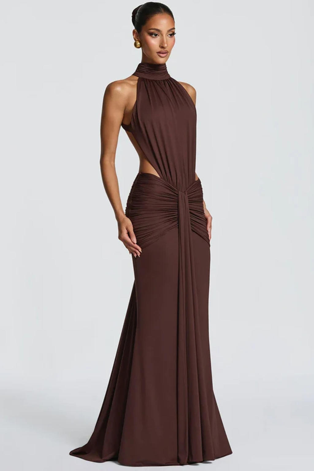 Seraphina Bellucci | High Neck Backless Ruched Maxi Dress For Women