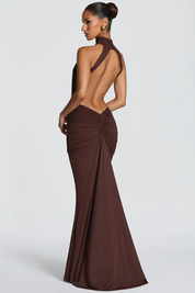 Seraphina Bellucci | High Neck Backless Ruched Maxi Dress For Women