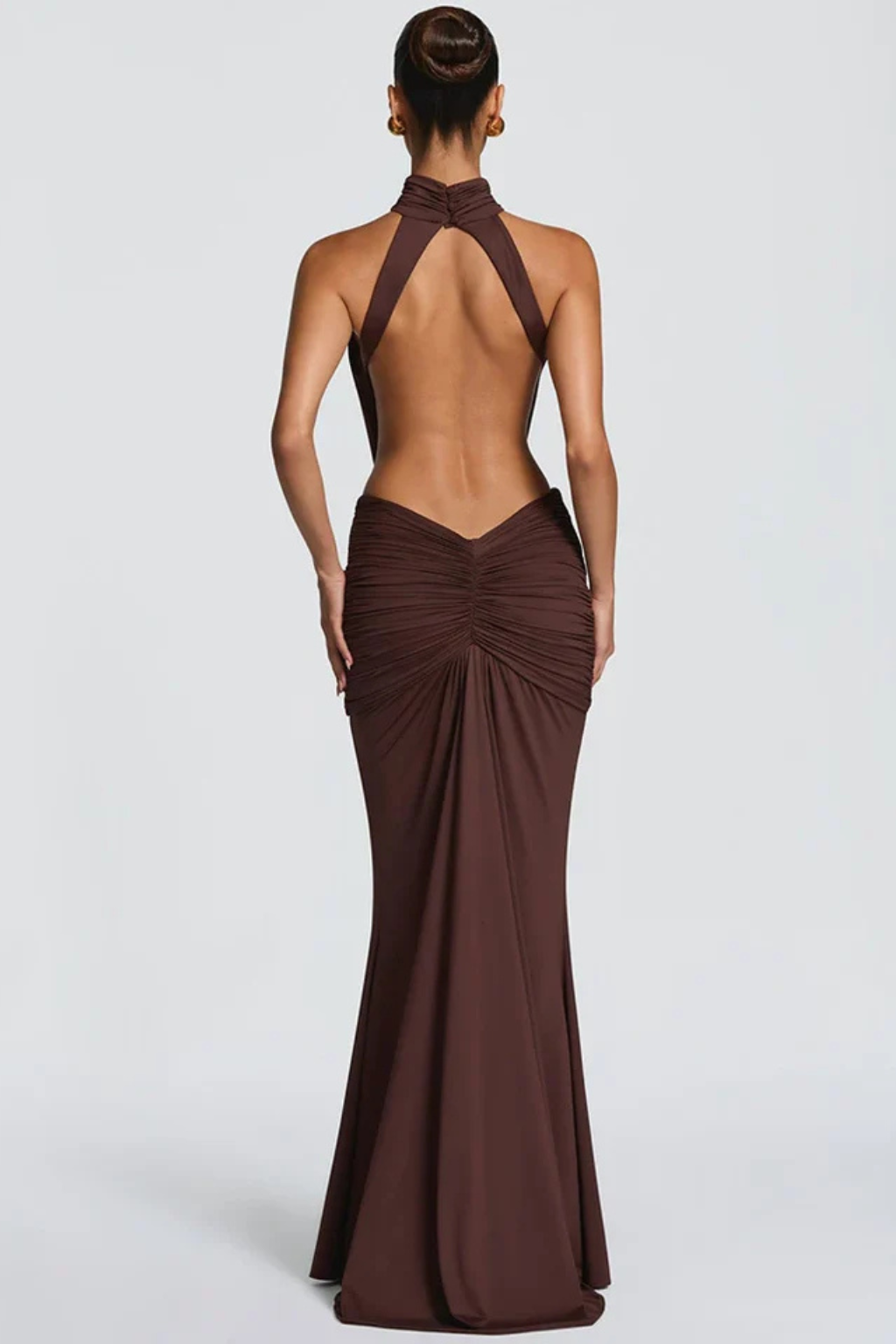 Seraphina Bellucci | High Neck Backless Ruched Maxi Dress For Women