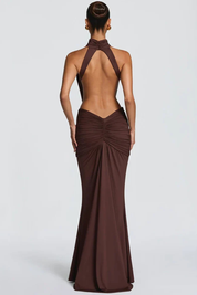 Seraphina Bellucci | High Neck Backless Ruched Maxi Dress For Women