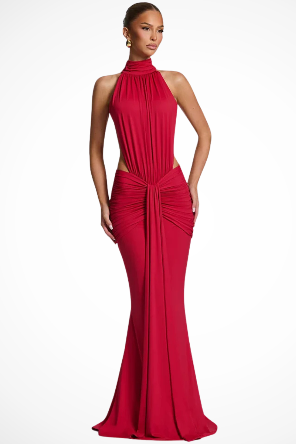 Seraphina Bellucci | High Neck Backless Ruched Maxi Dress For Women