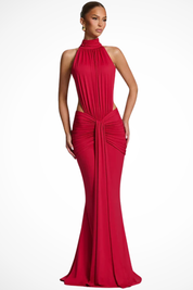 Seraphina Bellucci | High Neck Backless Ruched Maxi Dress For Women