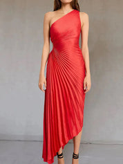 Seraphina | Pleated One-Shoulder Maxi Dress