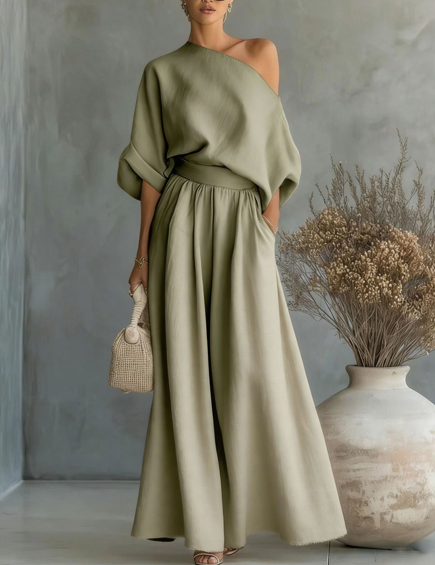 Seraphina Valeur | One Shoulder Wide Leg Jumpsuit For Women