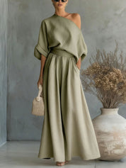 Seraphina Valeur | One Shoulder Wide Leg Jumpsuit For Women