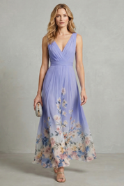 Serelisse Eleanor | Romantic Floral Ombre Maxi Dress in Sky Blue