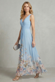 Serelisse Eleanor | Romantic Floral Ombre Maxi Dress in Sky Blue