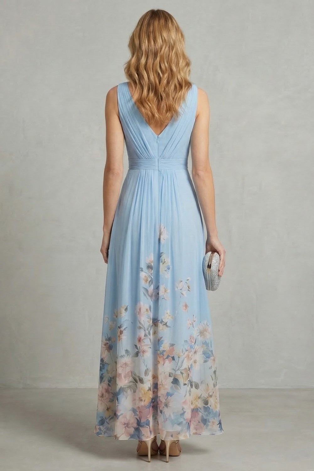 Serelisse Eleanor | Romantic Floral Ombre Maxi Dress in Sky Blue
